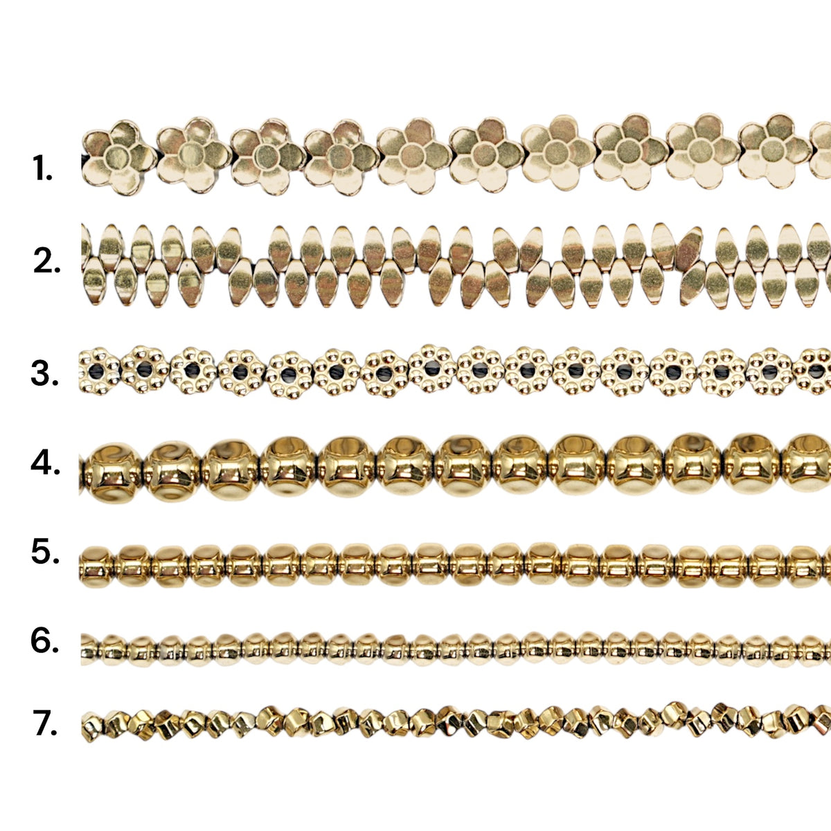 Strand of electroplated gold Hematite beads HED (235 to 239)