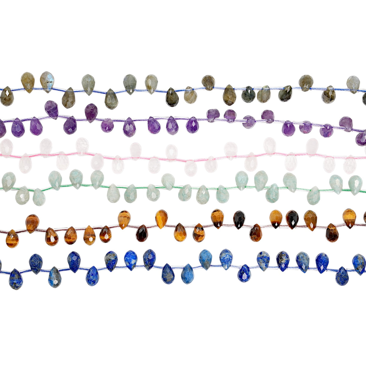 Strand of faceted teardrop pendants 6x9 mm (6 stones available)