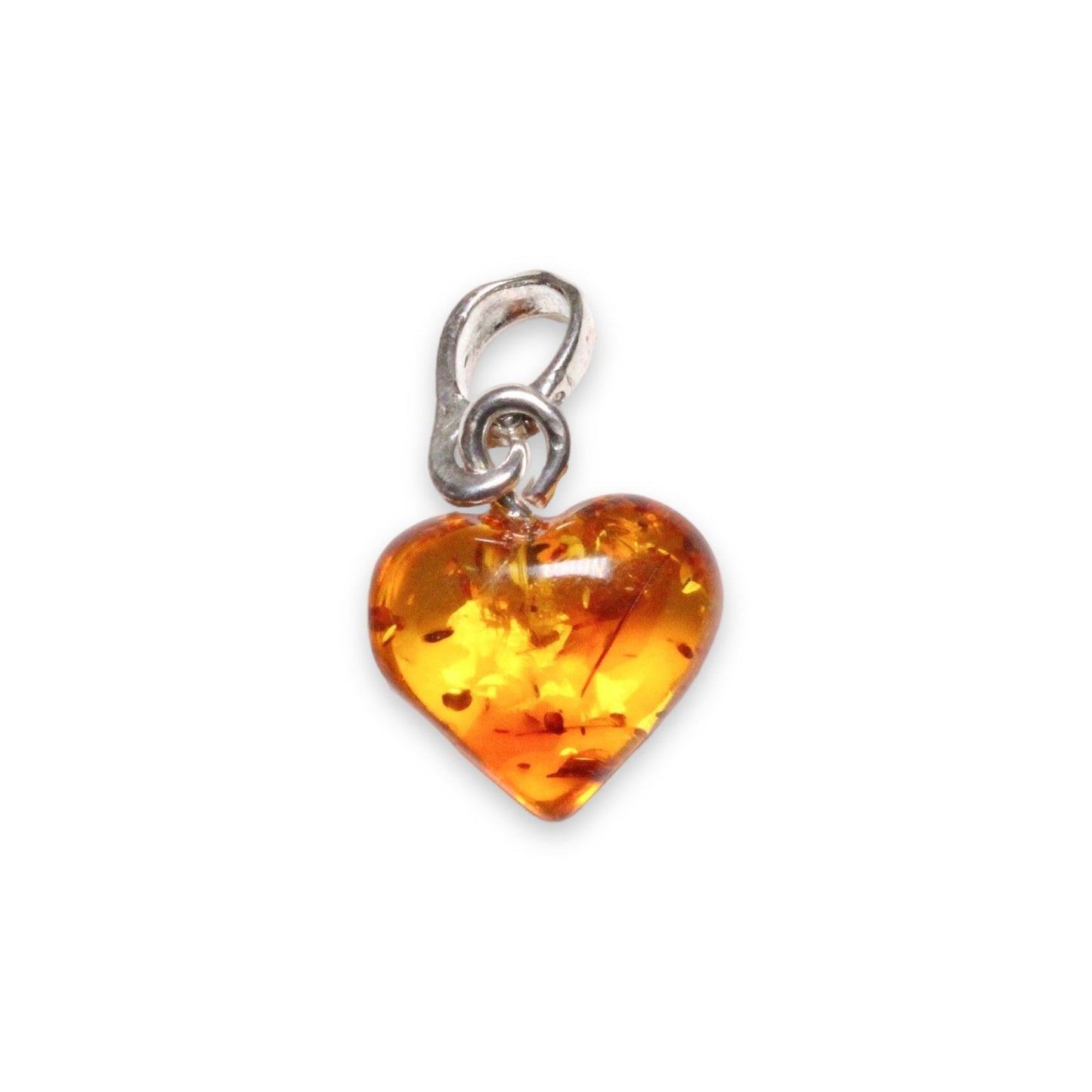 Pendentif ambre & argent forme Coeur #29 - Foliesbijoux