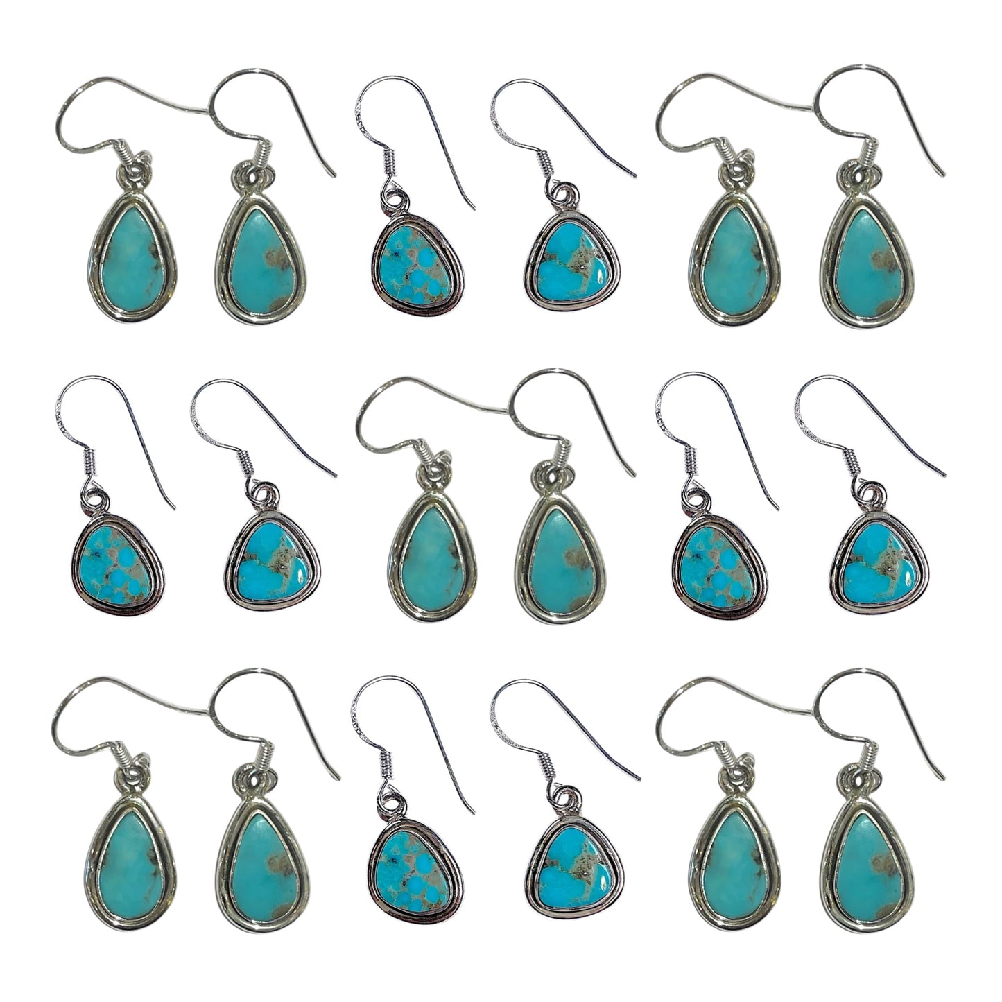 Boucle d'oreille en Argent 925 et Turquoise d'Arizona modèle aléatoire - Foliesbijoux