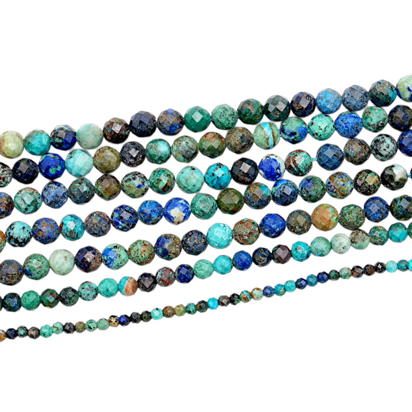 Azurite malachite faceted bead thread