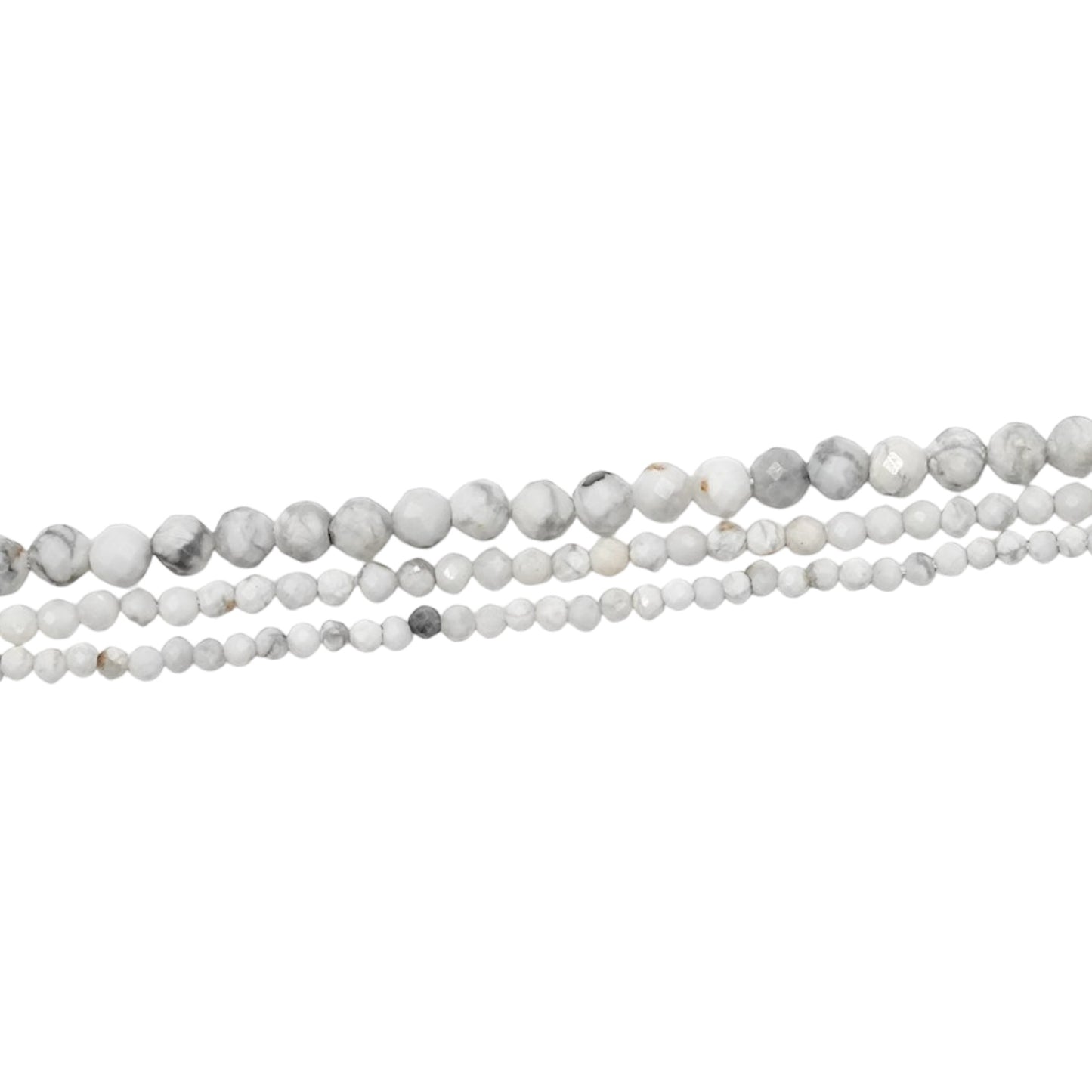 Fil Howlite blanche en perle facetté - Foliesbijoux