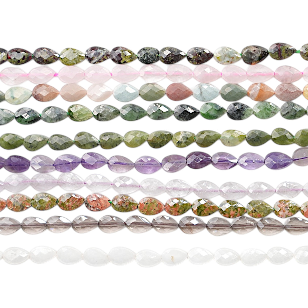Fil de perle en feuille facetté 4x6 mm (22 pierres disponible) — Référence F3