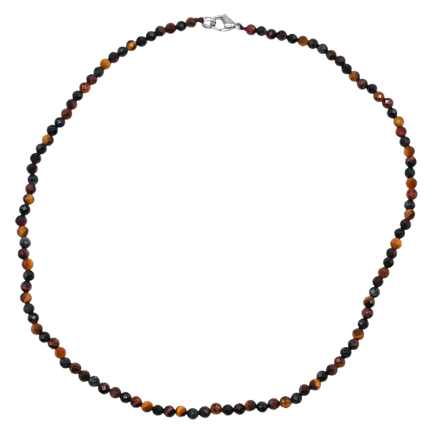 Collier 3 yeux en perle facettée 4 mm acier inoxydable argenté - Foliesbijoux