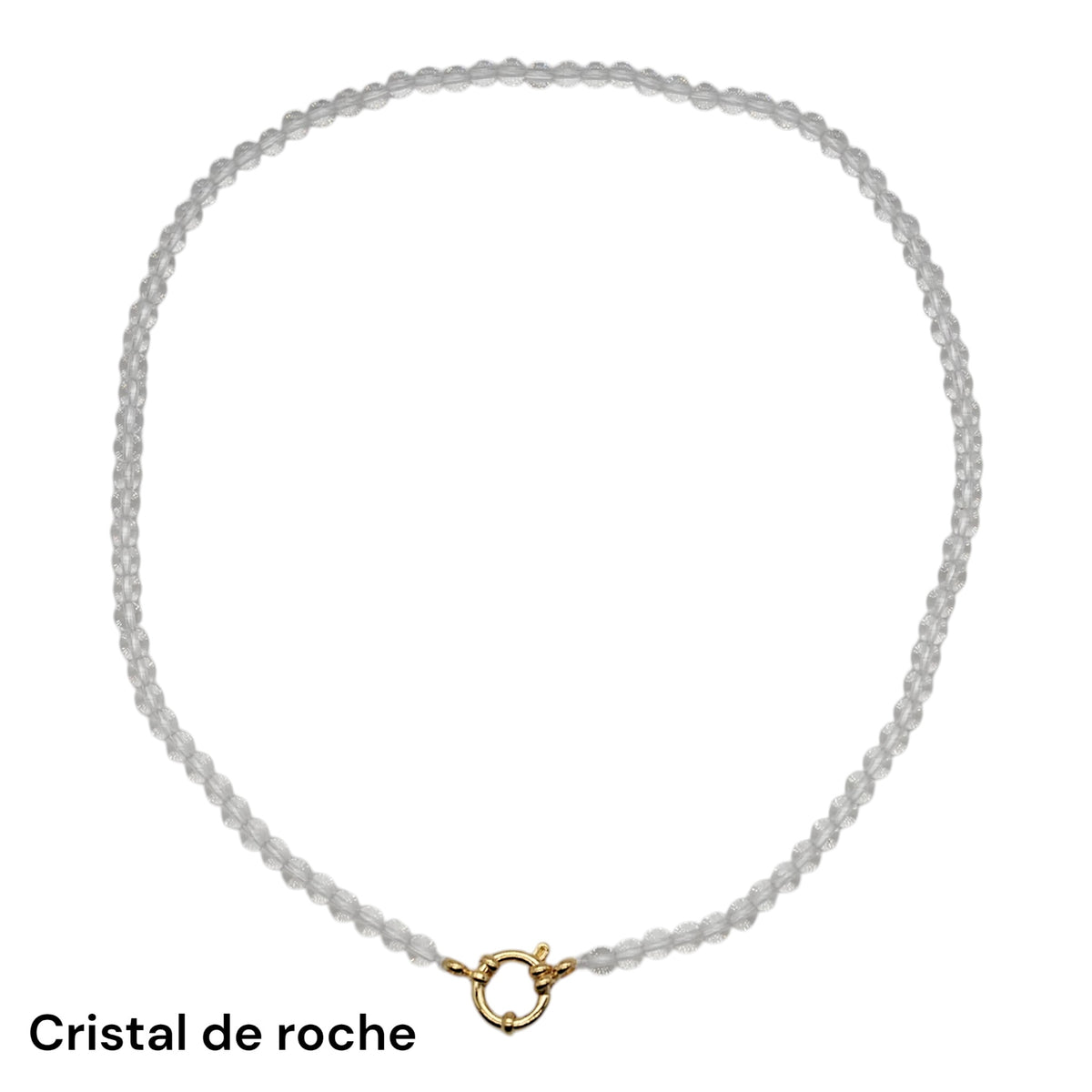 Collier 43 cm en 4 mm avec fermoir boué en acier inoxydable dorée (20 pierres disponibles) - Foliesbijoux