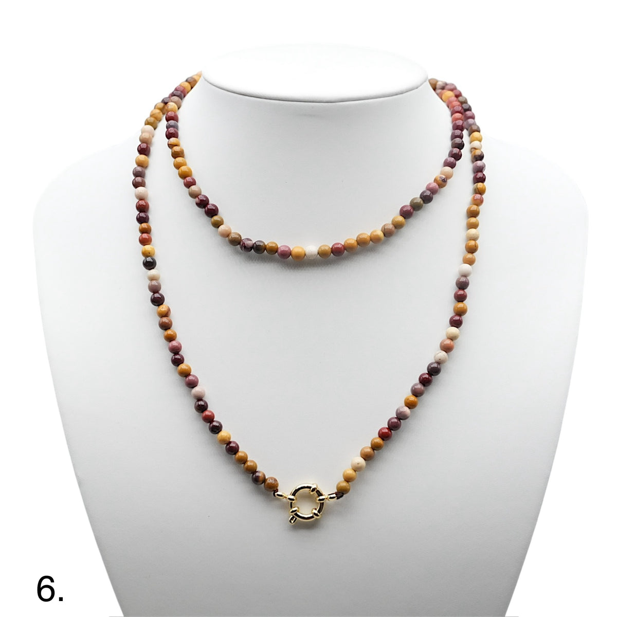 Collier sautoir 80 cm 4 mm avec fermoir boué en acier inoxydable dorée (16 pierres disponibles) - Foliesbijoux