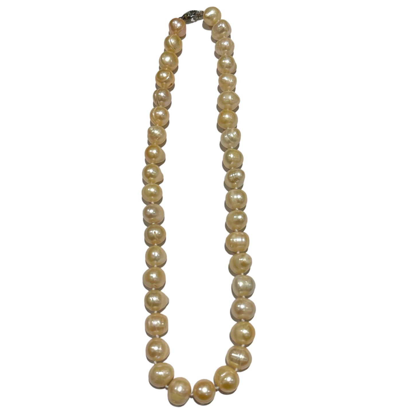 Collier en perles d’eau douce orangée irrégulière 12mm - Foliesbijoux