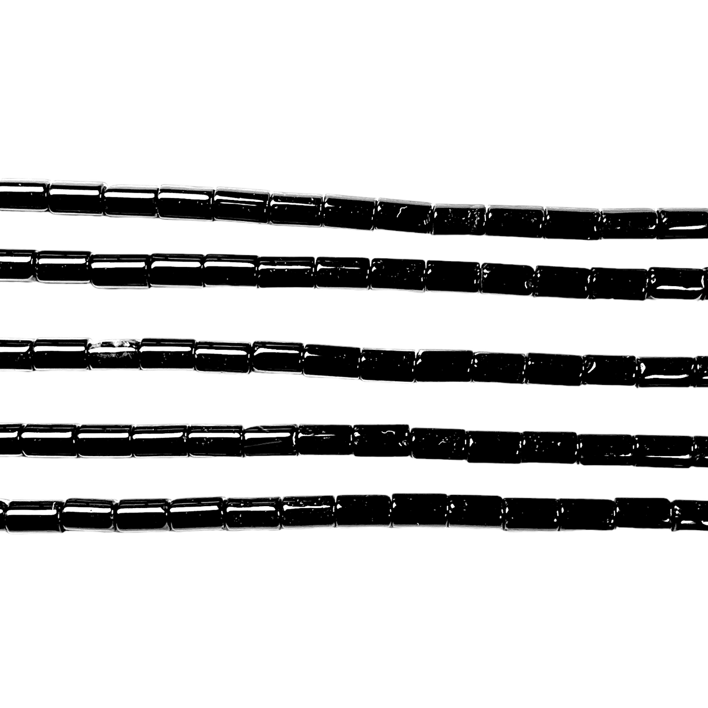 Fil de perles cylindre Oxyx noir chauffée 2x4 mm A - Foliesbijoux