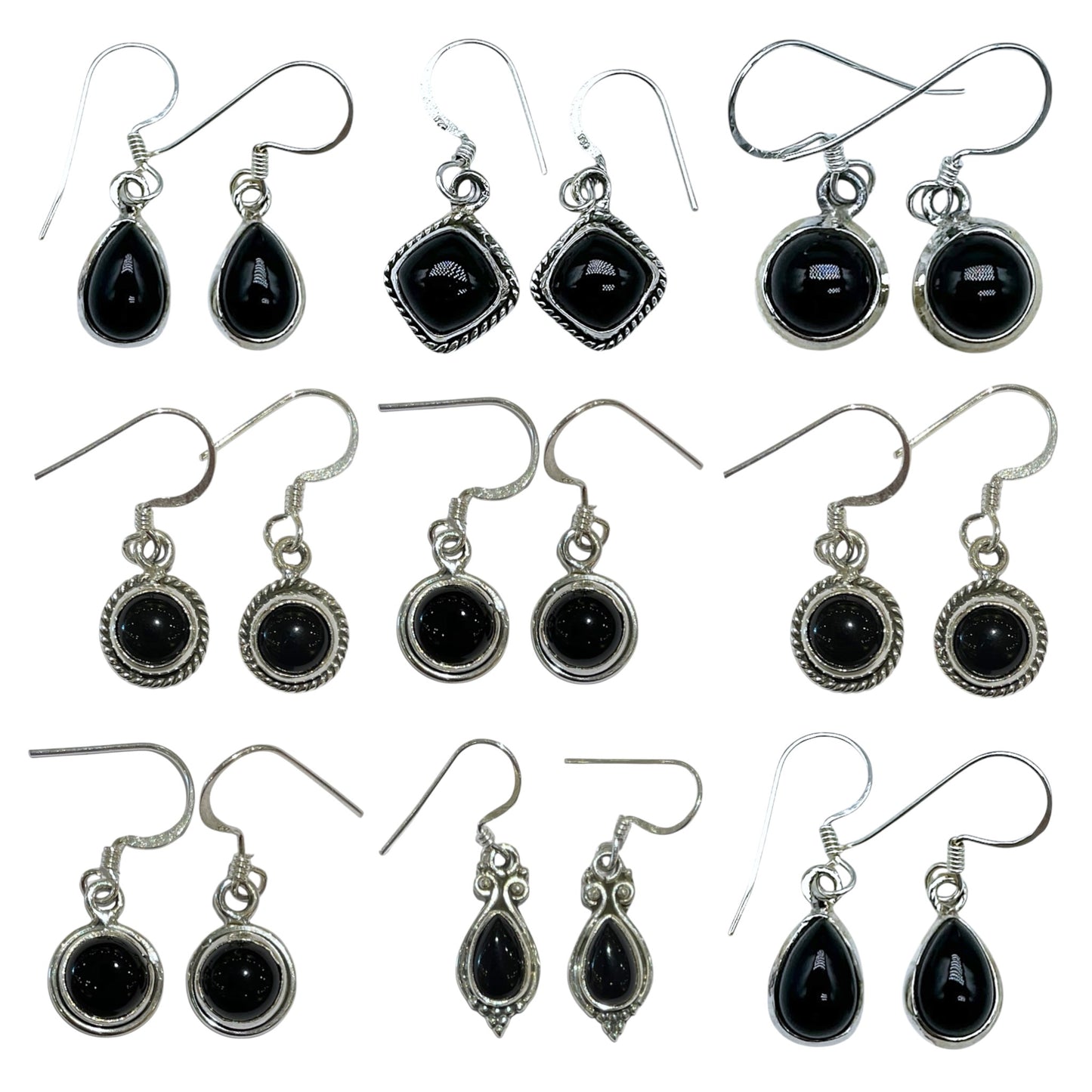 Boucle d'oreille en Argent 925 et Onyx noir modèle aléatoire - Foliesbijoux