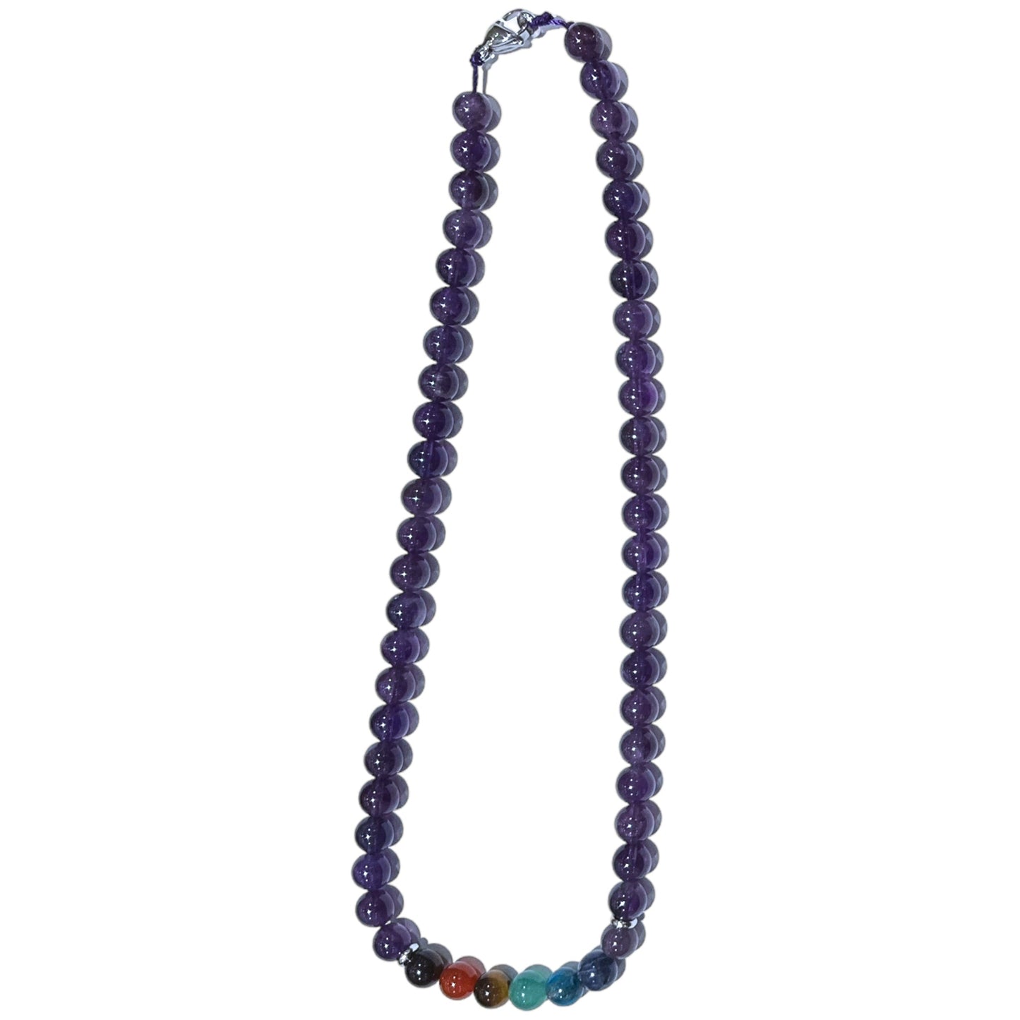 Collier boule 7 Chakras Améthyste - Foliesbijoux