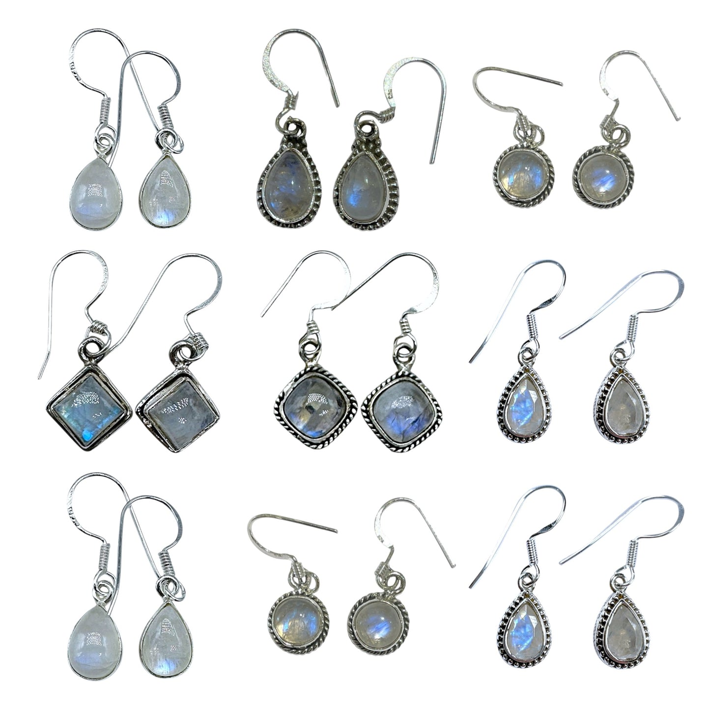 Boucle d'oreille en Argent 925 et Pierre de lune modèle aléatoire - Foliesbijoux