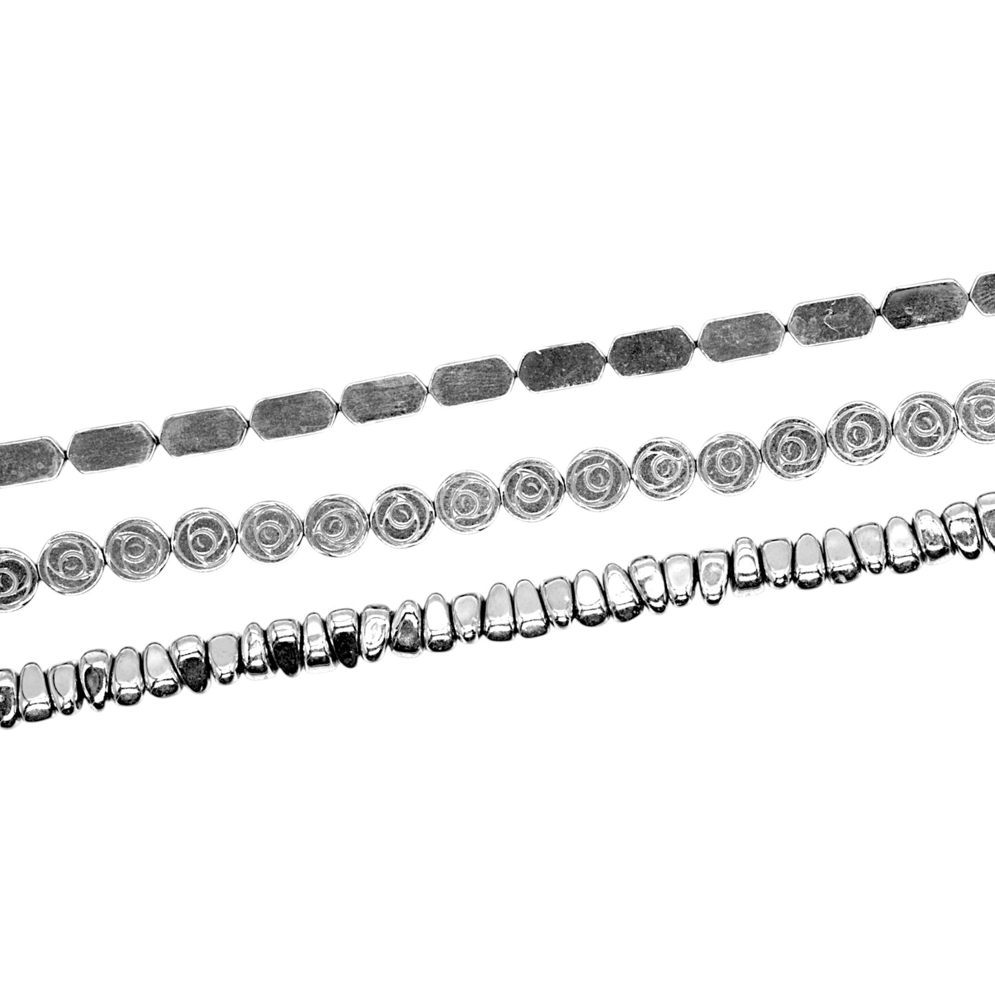Fil de perle Hématite electroplaquée argenté HEA227/HEA228/HEA/229/HEA230