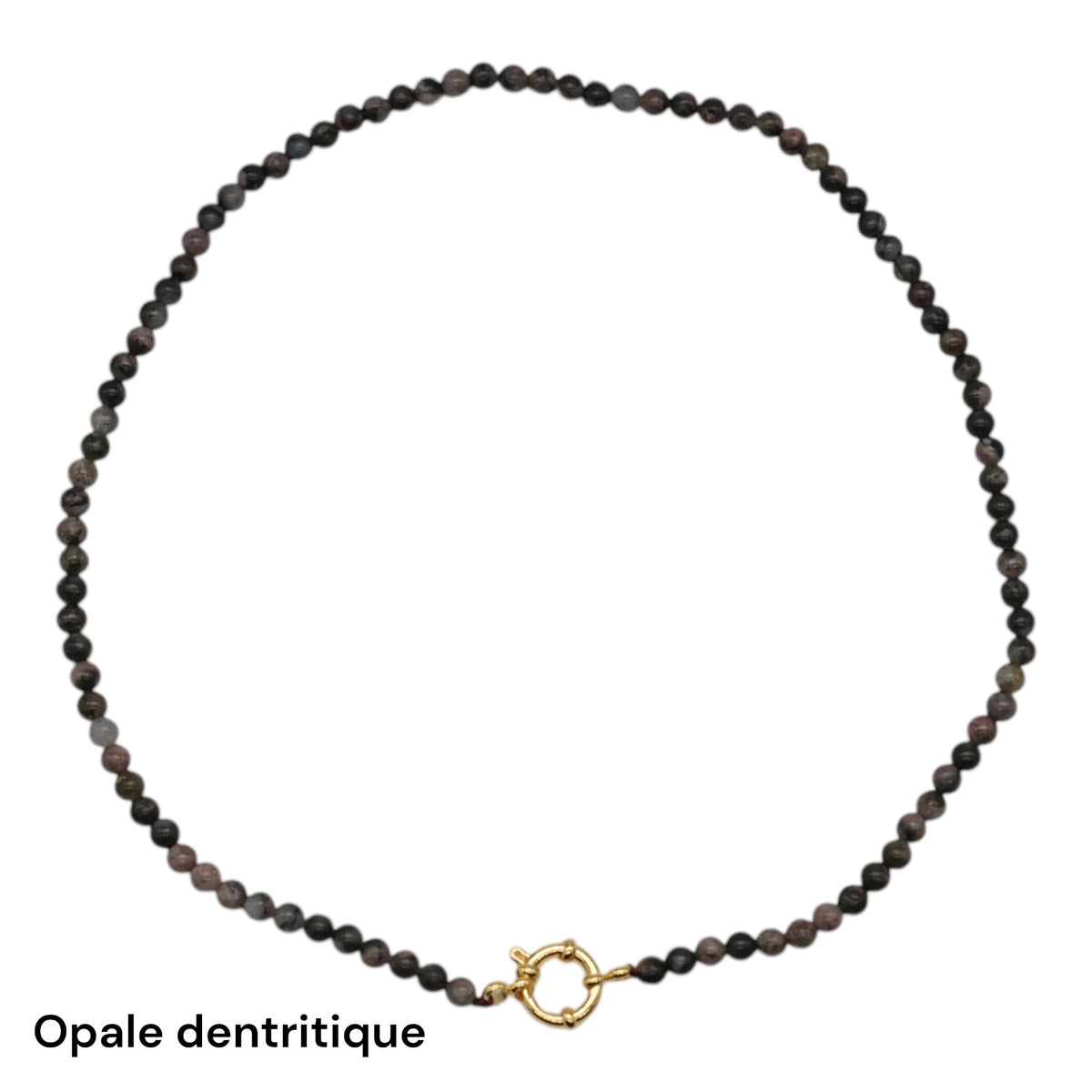 Collier 43 cm 4 mm avec fermoir boué en acier inoxydable dorée (20 pierres disponibles) - Foliesbijoux