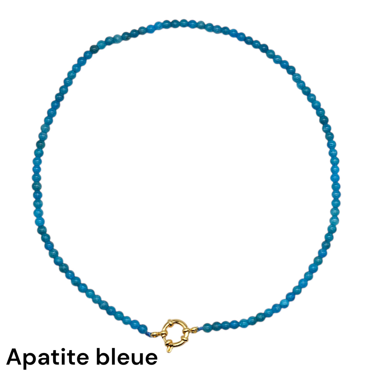 Collier 43 cm en 4 mm avec fermoir boué en acier inoxydable dorée (20 pierres disponibles) - Foliesbijoux