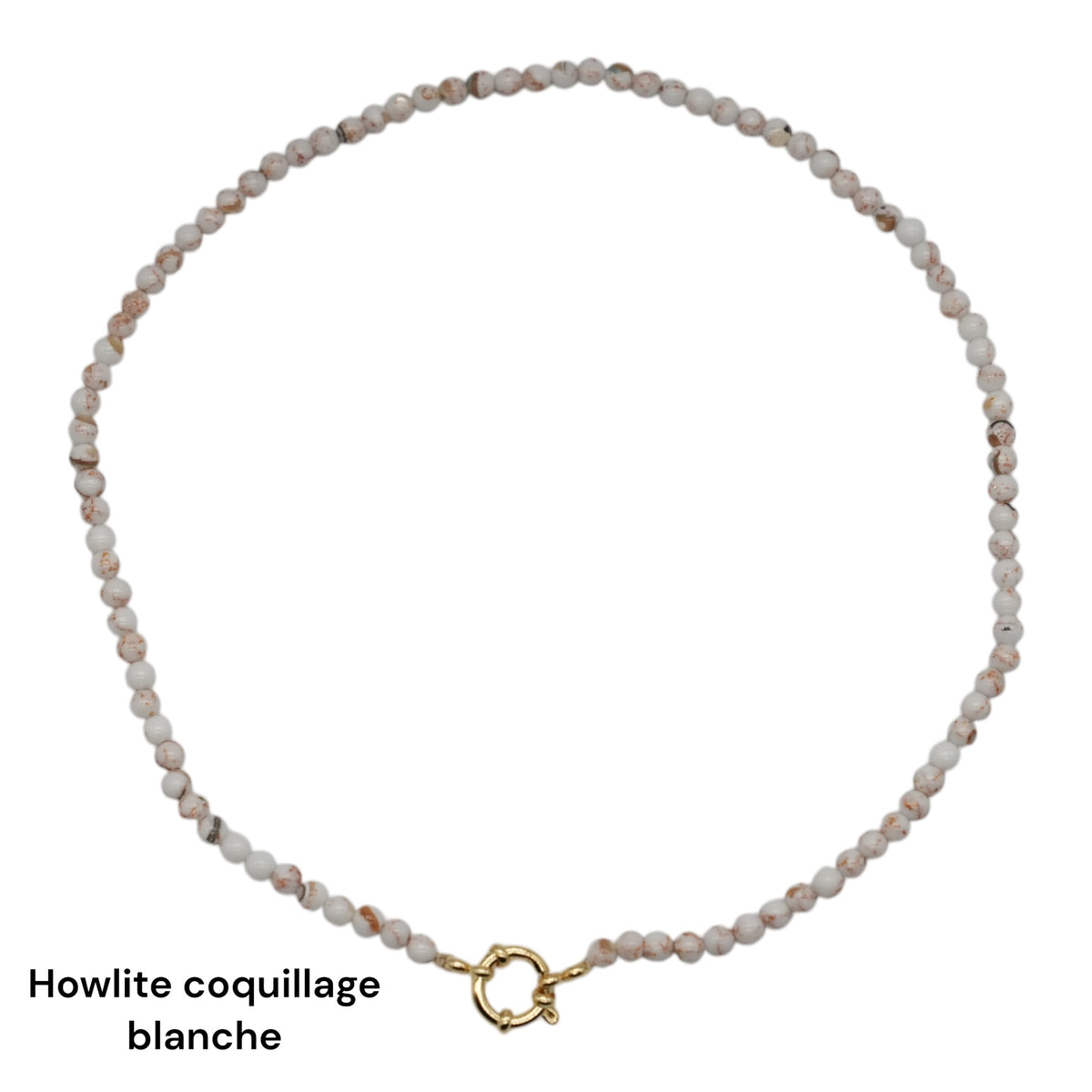 Collier 43 cm 4 mm avec fermoir boué en acier inoxydable dorée (20 pierres disponibles) - Foliesbijoux