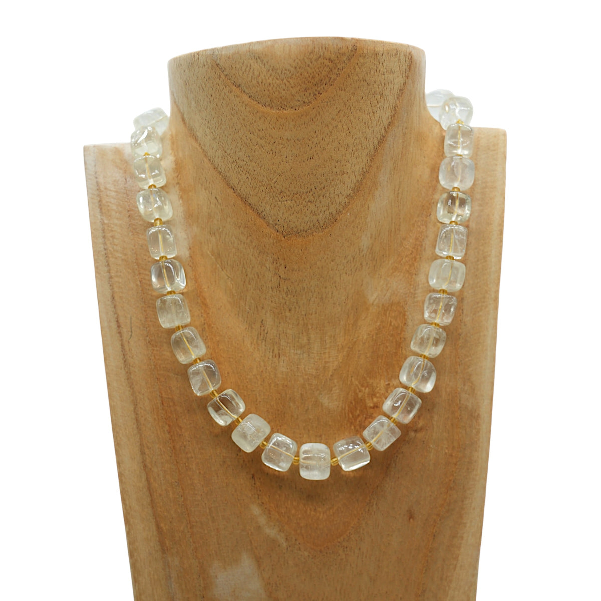 Collier ras de cou 42 cm 10 mm cubique boué acier inoxydable argenté (7 pierres disponibles)