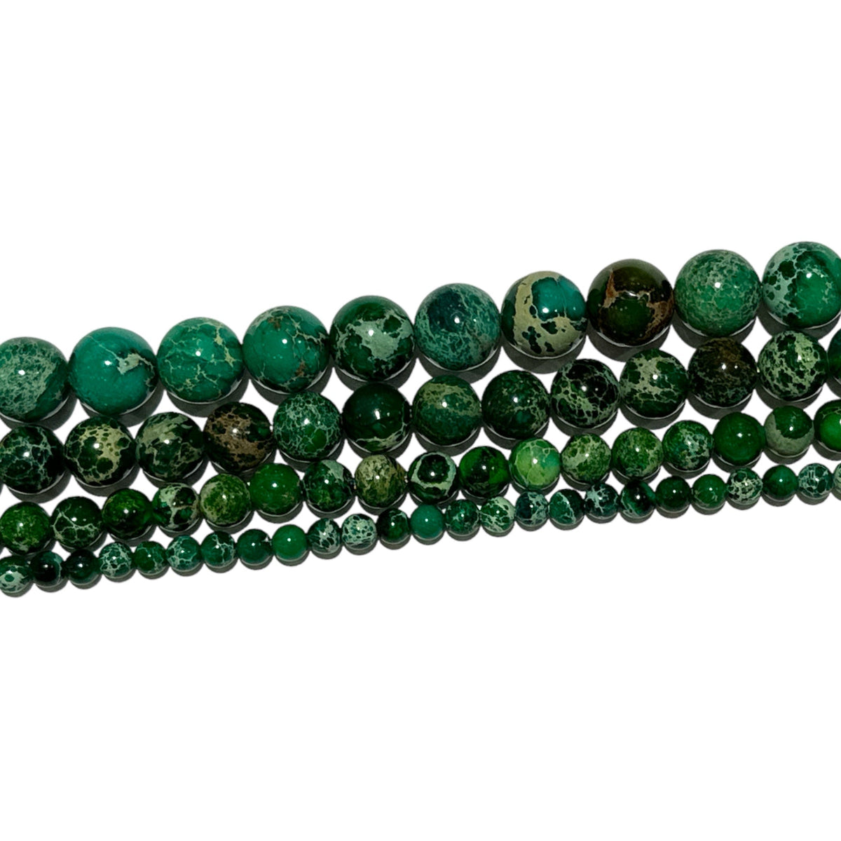 Fil de perle Jaspe Impérial Vert foncé chauffé - Foliesbijoux