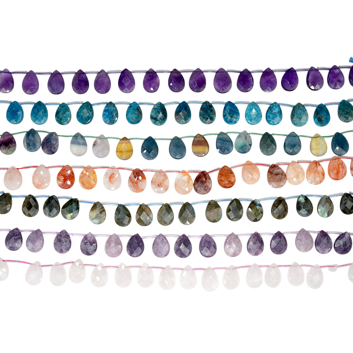 Fil de perles goutte 13x18 mm (13 pierres naturelles disponible)