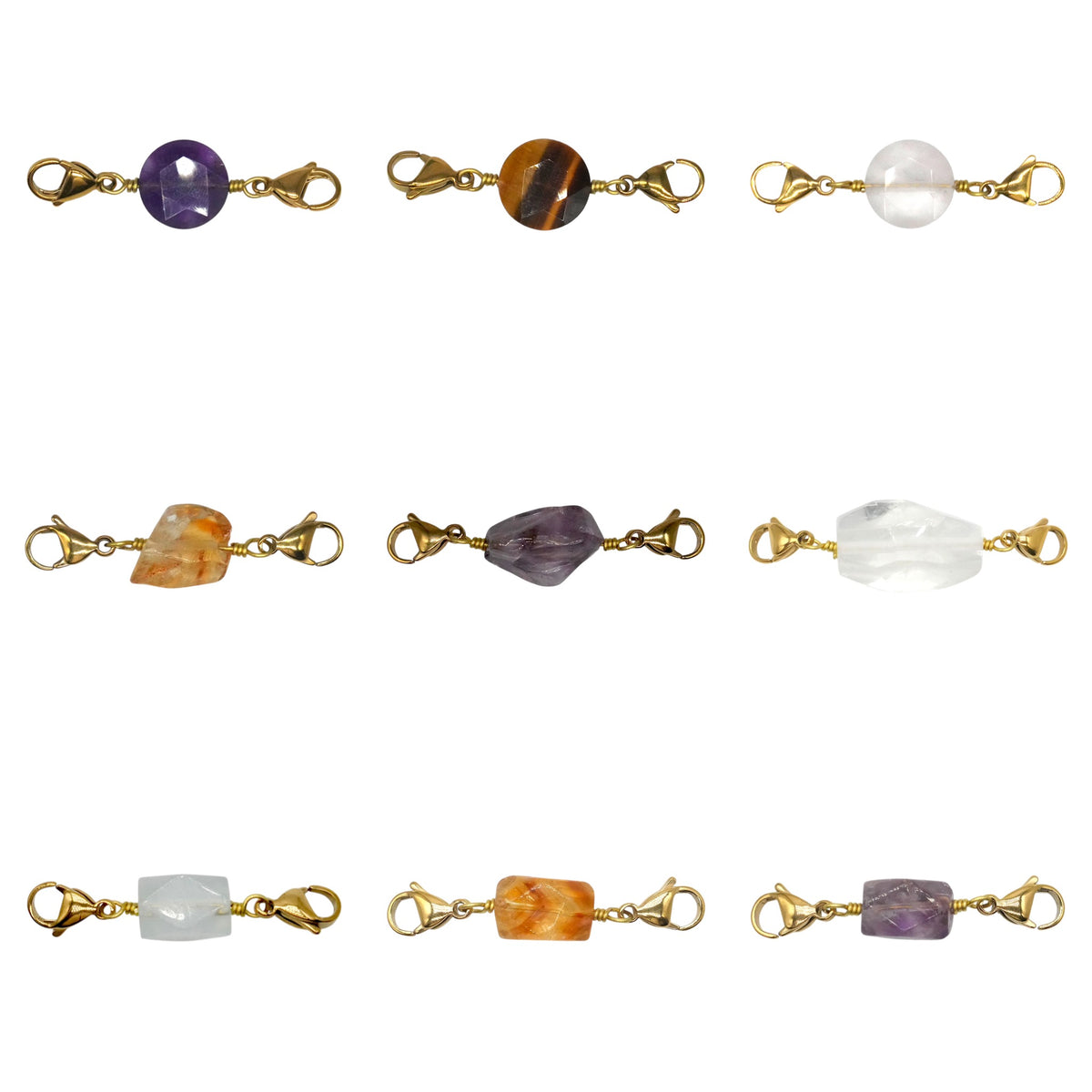 Pendentif Charm personnalisable embout deux mousquetons (9 pierres disponible) (chaîne non incluse) - Foliesbijoux