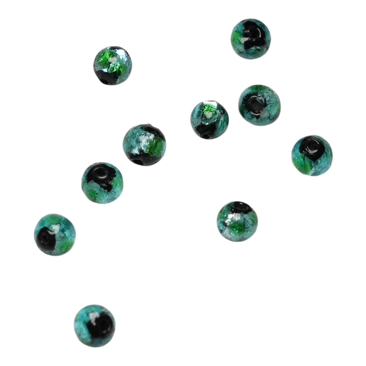 10 perles de verre phosphorescente verte #11 - Foliesbijoux