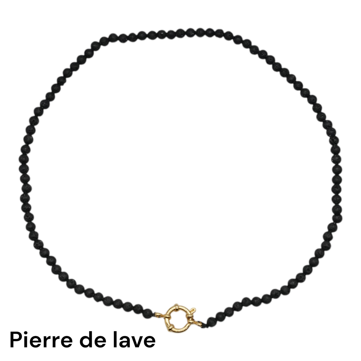 Collier 43 cm 4 mm avec fermoir boué en acier inoxydable dorée (20 pierres disponibles) - Foliesbijoux