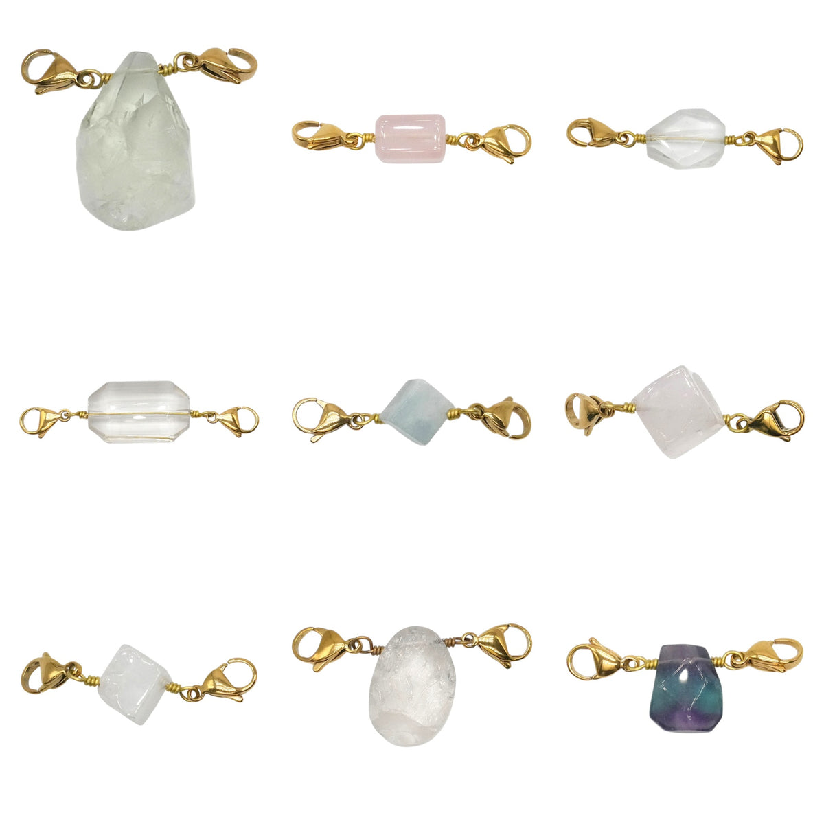 Pendentif Charm personnalisable embout deux mousquetons (9 pierres disponible)(chaîne non incluse) - Foliesbijoux