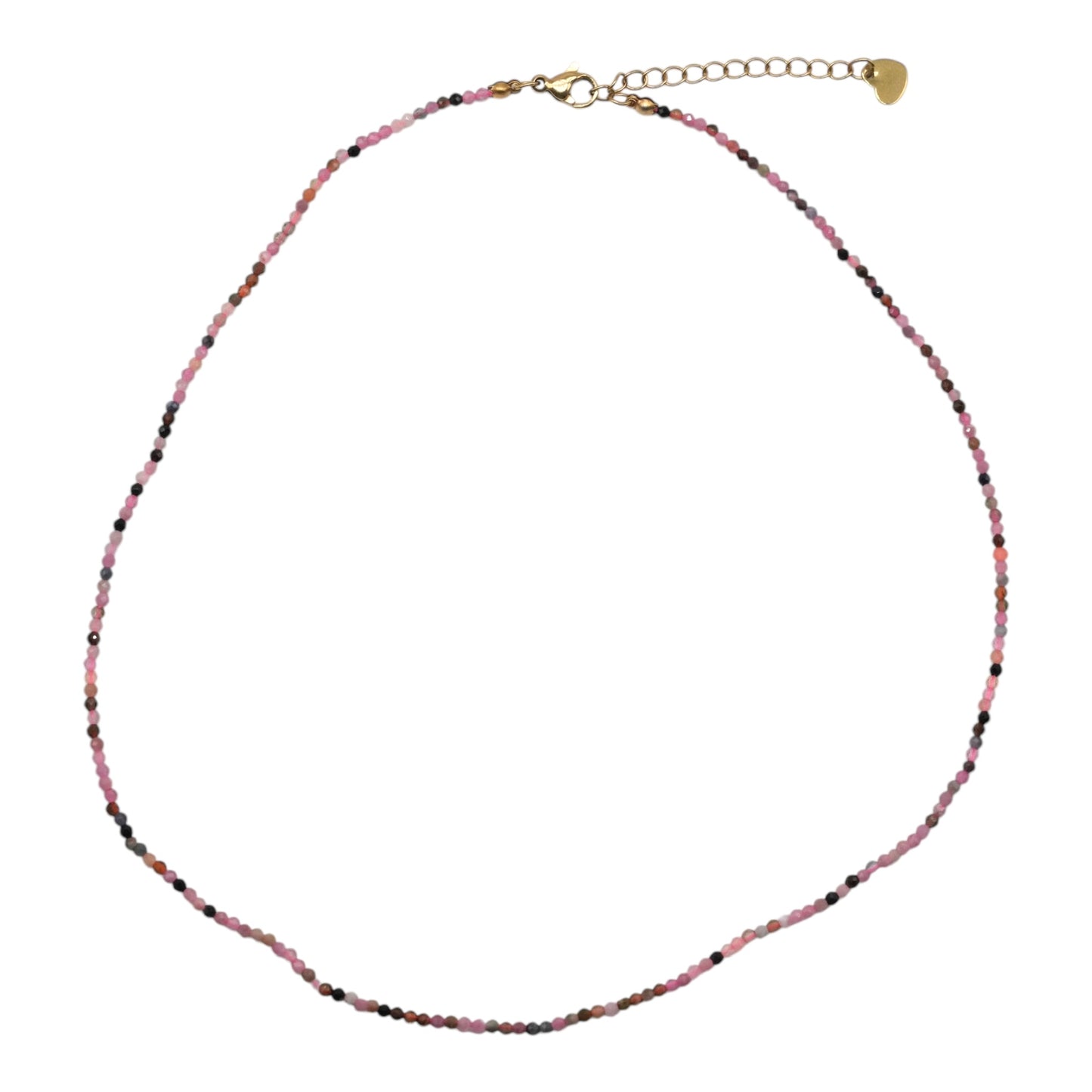 Collier Tourmaline multicolore 2-3mm acier inoxydable doré/argenté (référence 34) - Foliesbijoux