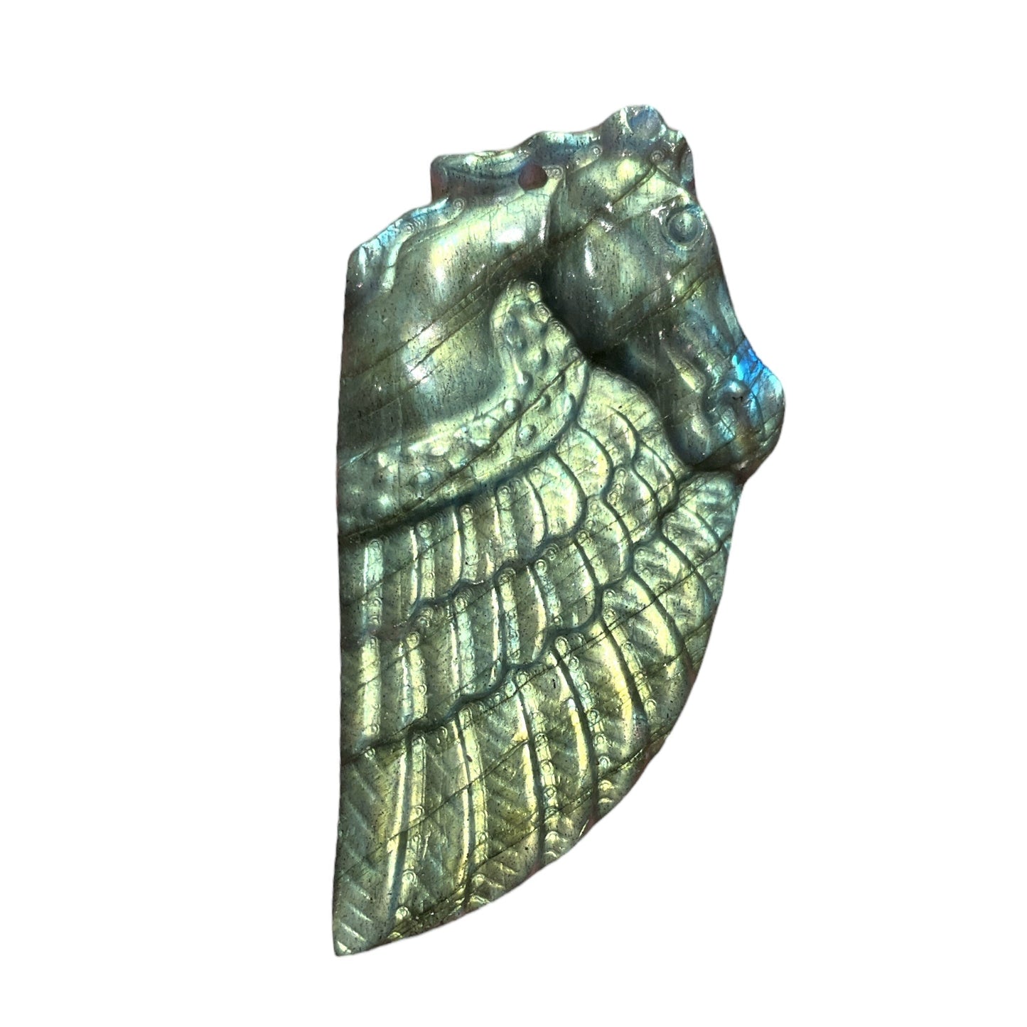 Pendentif plat Labradorite pégase percé devant - Foliesbijoux