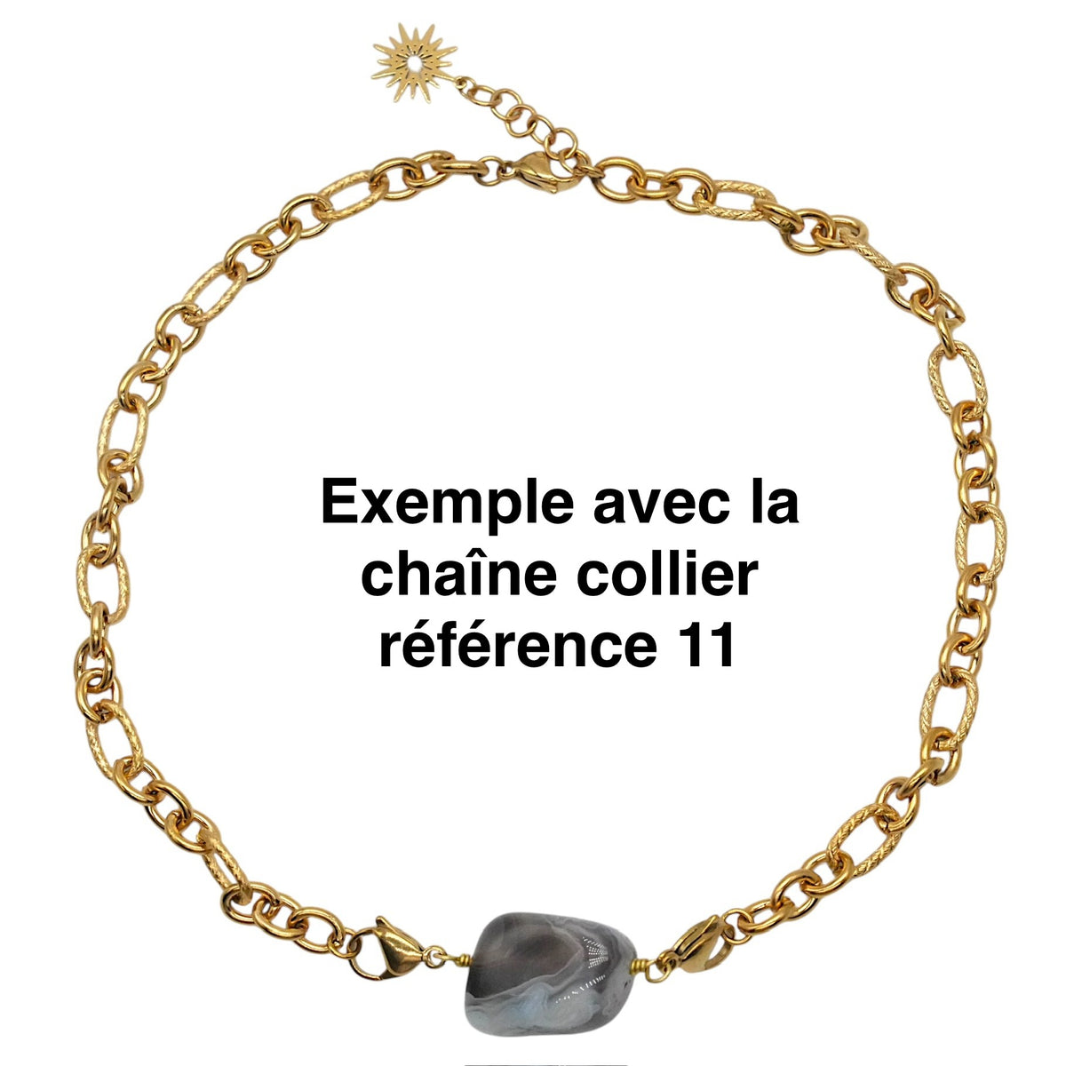 Pendentif Charm personnalisable embout deux mousquetons (9 pierres disponible)(chaîne non incluse) - Foliesbijoux