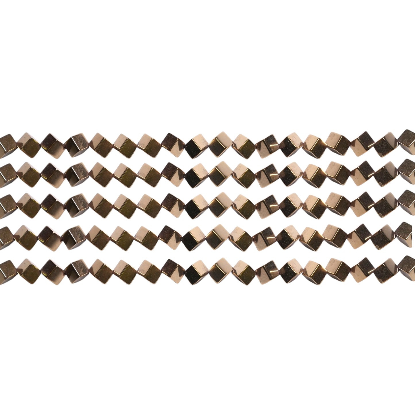 Fil de perle Hématite electroplaquée doré/bronze cube HED-208/209 - Foliesbijoux