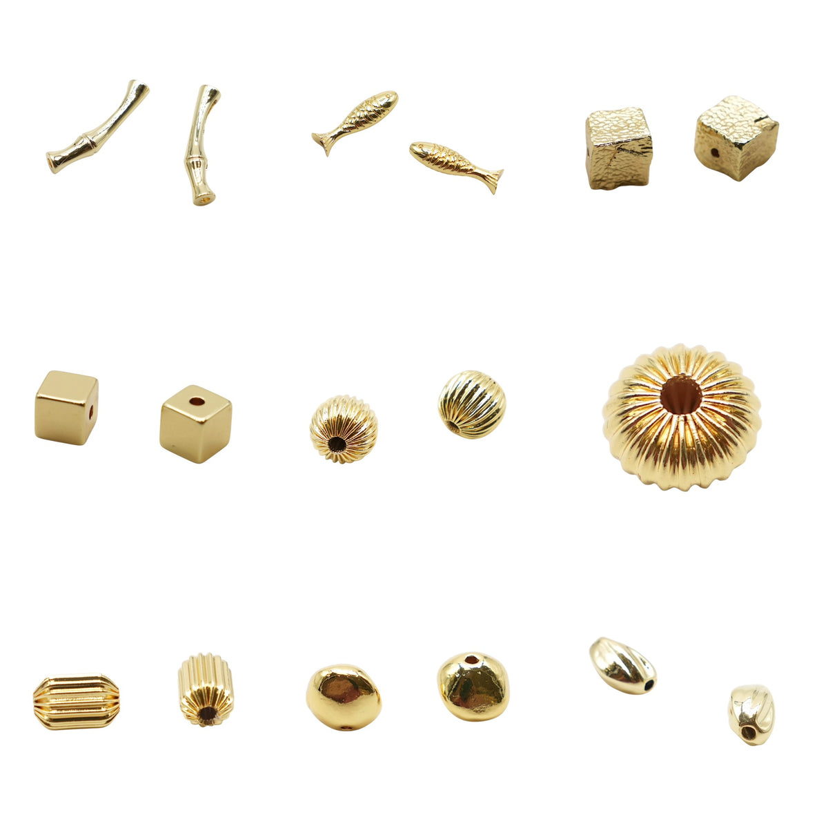 Set of 20 gold-plated brass spacer charms (17 designs available)