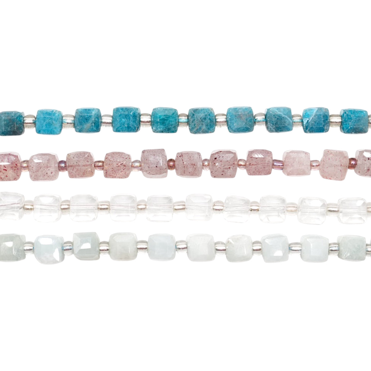 Fil de perles cube facetté 8x8 mm (4 pierres disponibles)