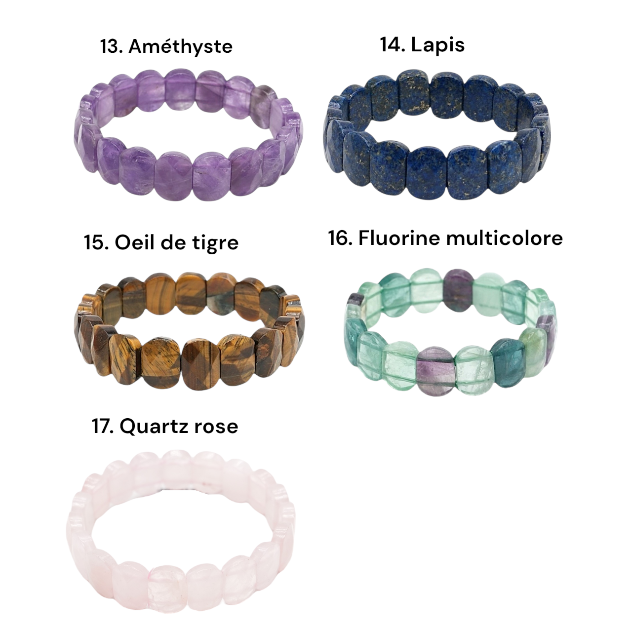 Bracelet facetté AA+ 11x15 mm (17 pierres disponible) #1