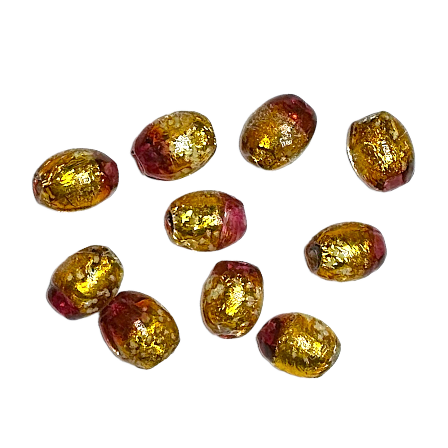 10 perles de verre phosphorescente orange jaune 10x8mm #17 - Foliesbijoux