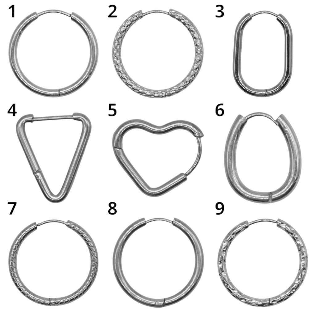 Lot de 5 paires de boucle d’oreille en acier inoxydable argenté (10 modèles disponible) (Donuts non compris) - Foliesbijoux
