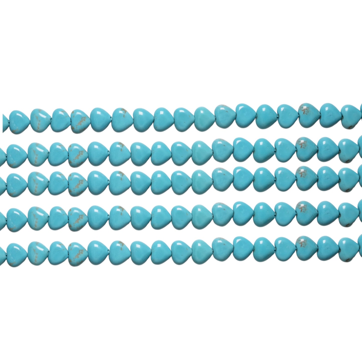 Fil Turquoise de Chine forme coeur 8 mm - Foliesbijoux