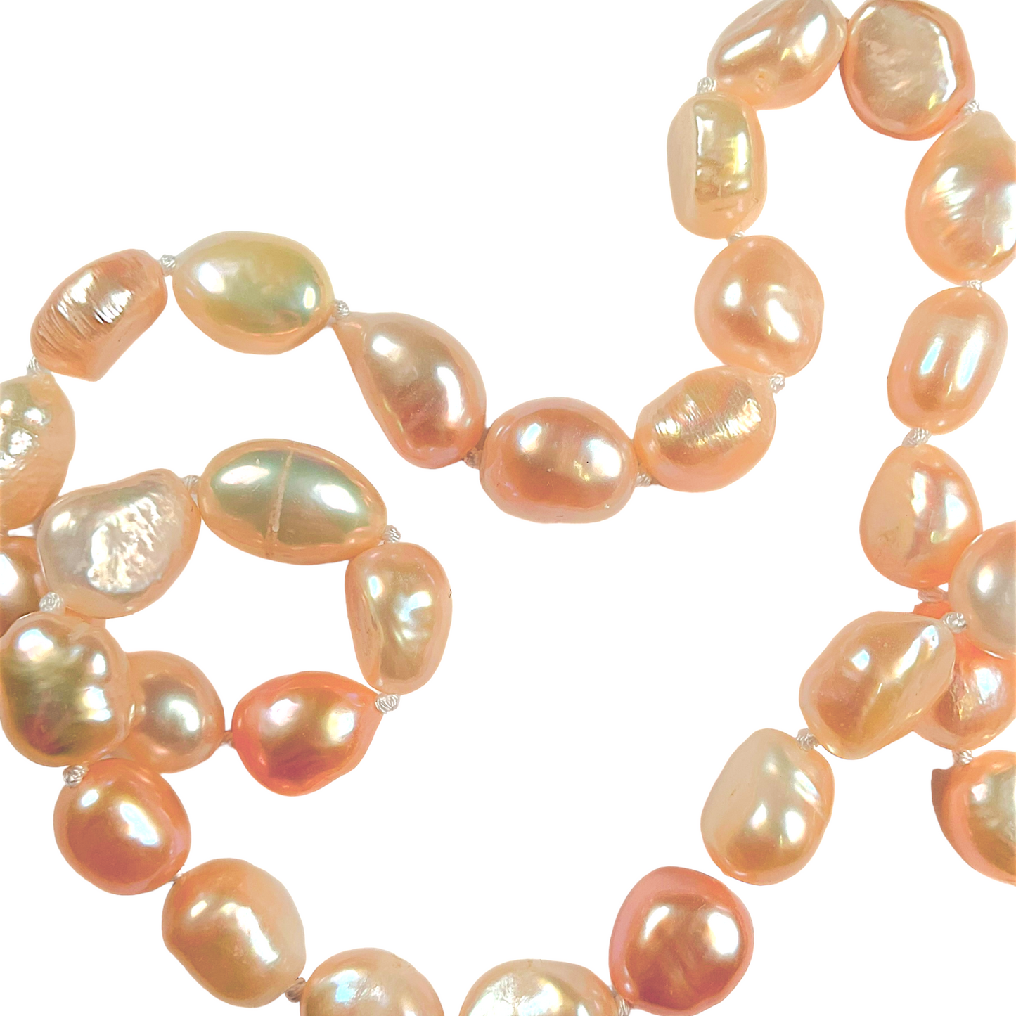 Collier en perles d’eau douce saumon S-6 - Foliesbijoux