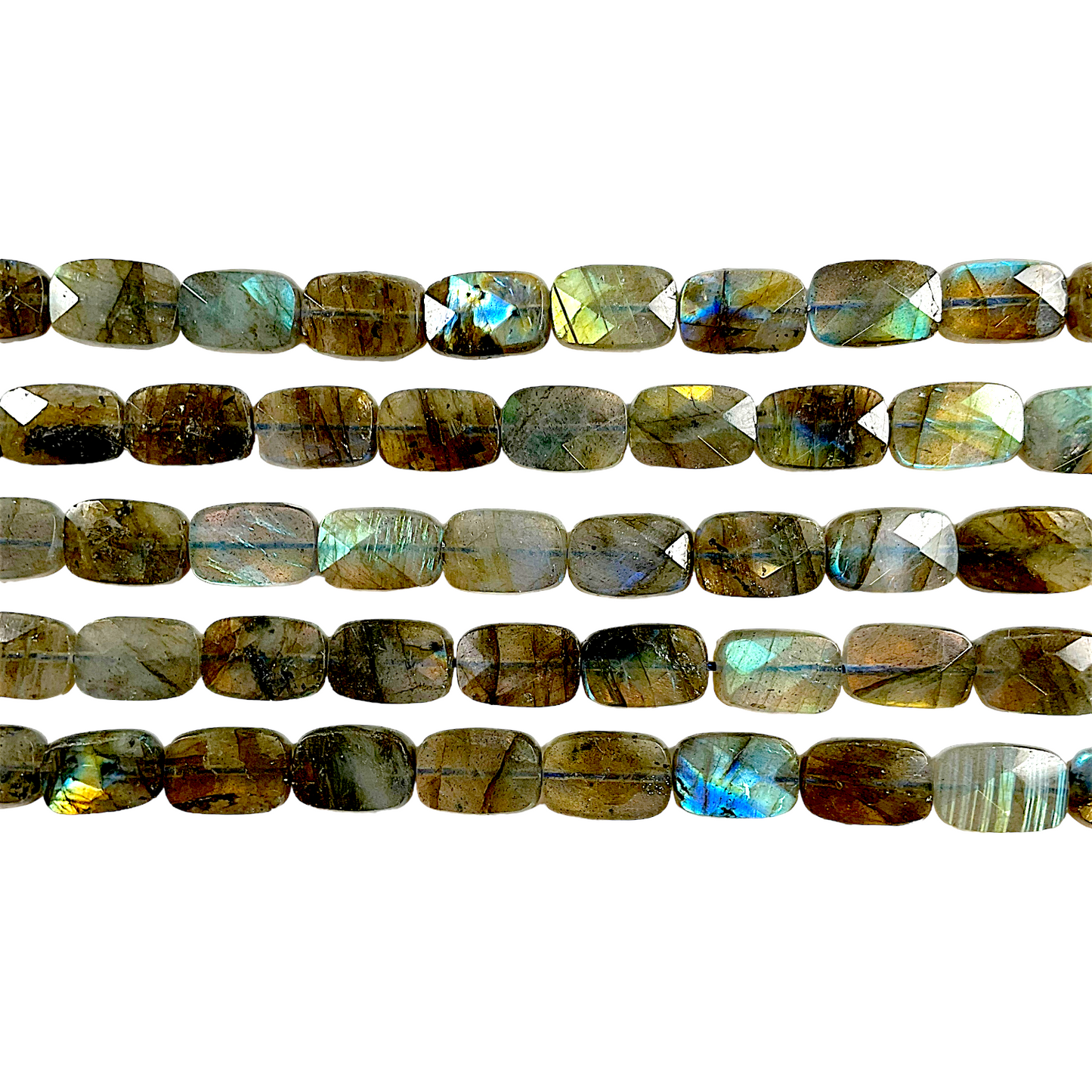 Fil de Labradorite rectangle facetté 12x8 mm - Foliesbijoux