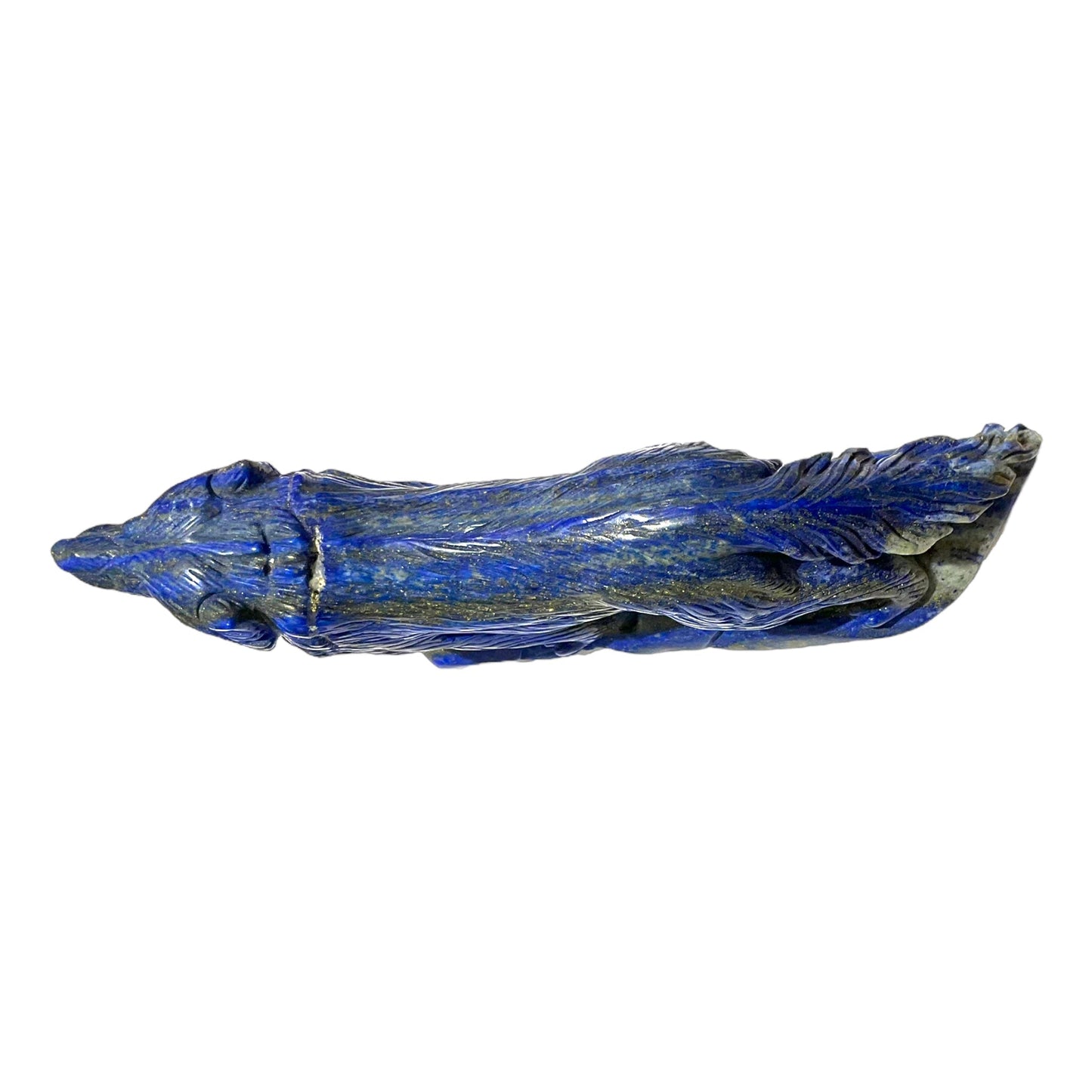 Figurine Loup en Lapis-lazuli pièce unique 17x9x4 cm - Foliesbijoux