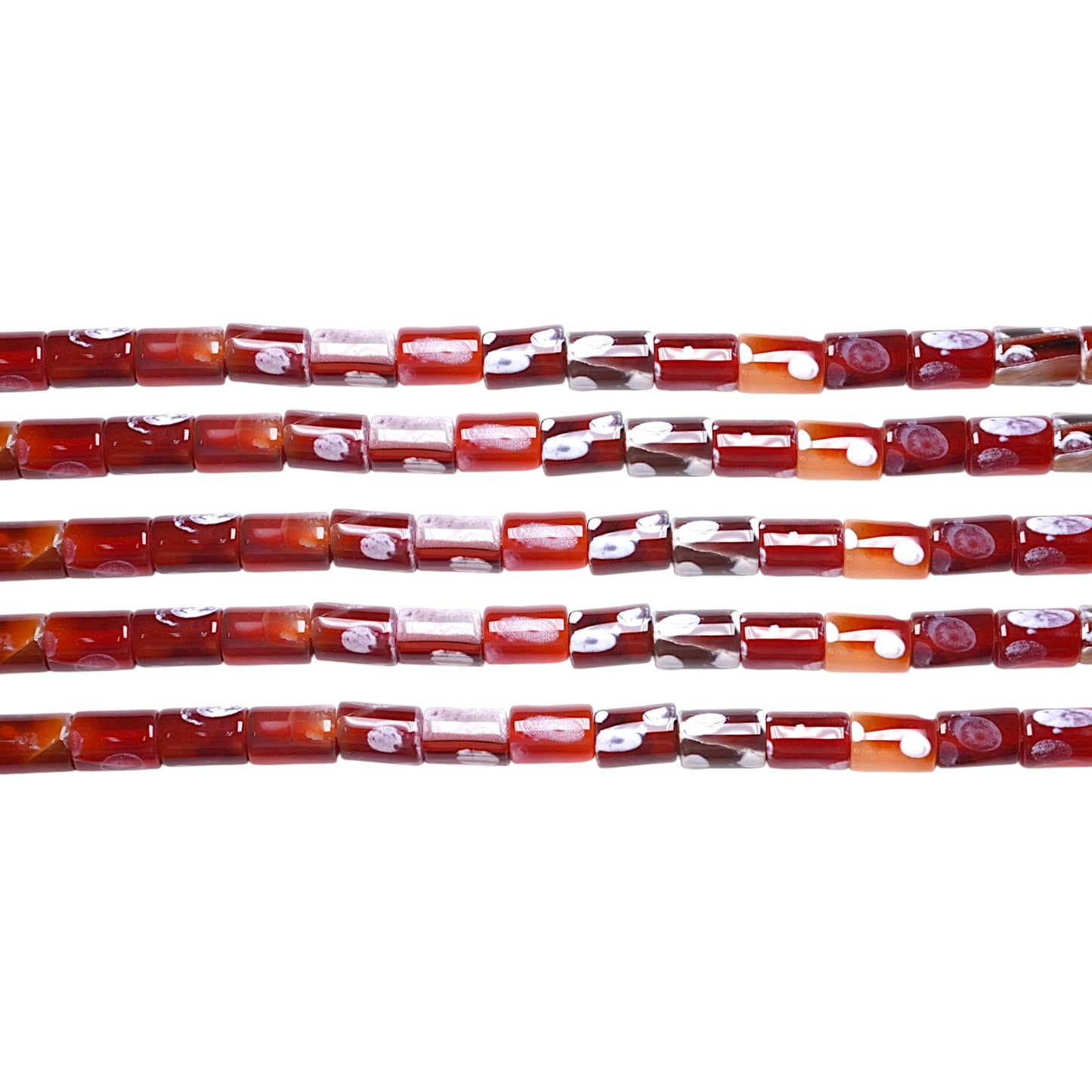 Fil de Cornaline rectangle cylindre 8x12mm - Foliesbijoux