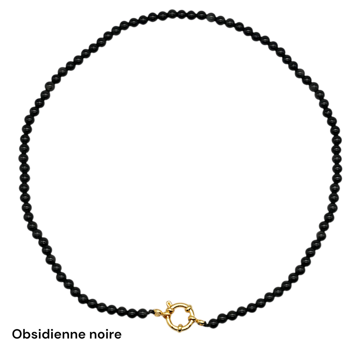 Collier 43 cm 4 mm avec fermoir boué en acier inoxydable dorée (20 pierres disponibles) - Foliesbijoux