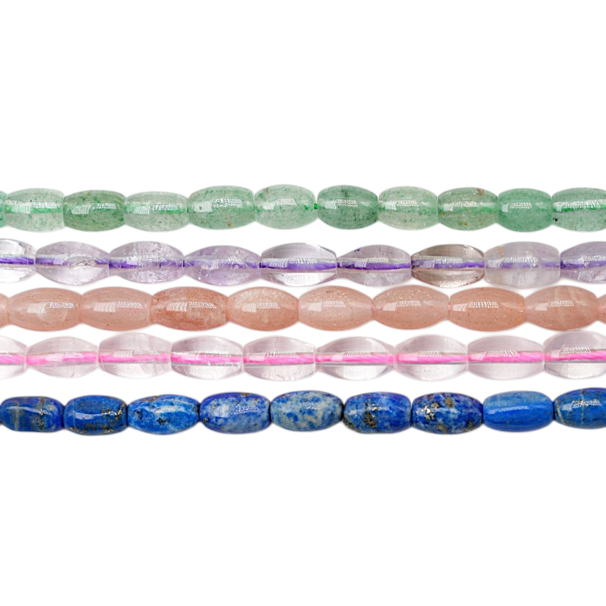 Fil de perle ovale en pierre naturelle 5x7 mm (5 pierres disponible)