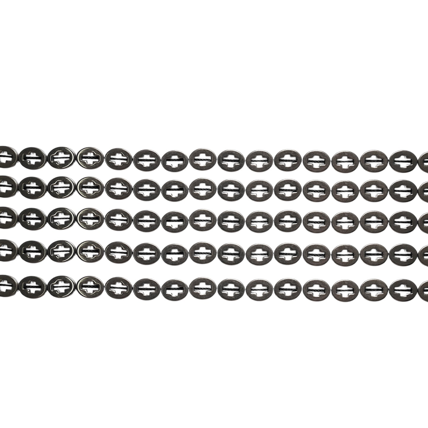 Fil de perle Hématite electroplaquée argenté HEA-210 8x10 mm - Foliesbijoux