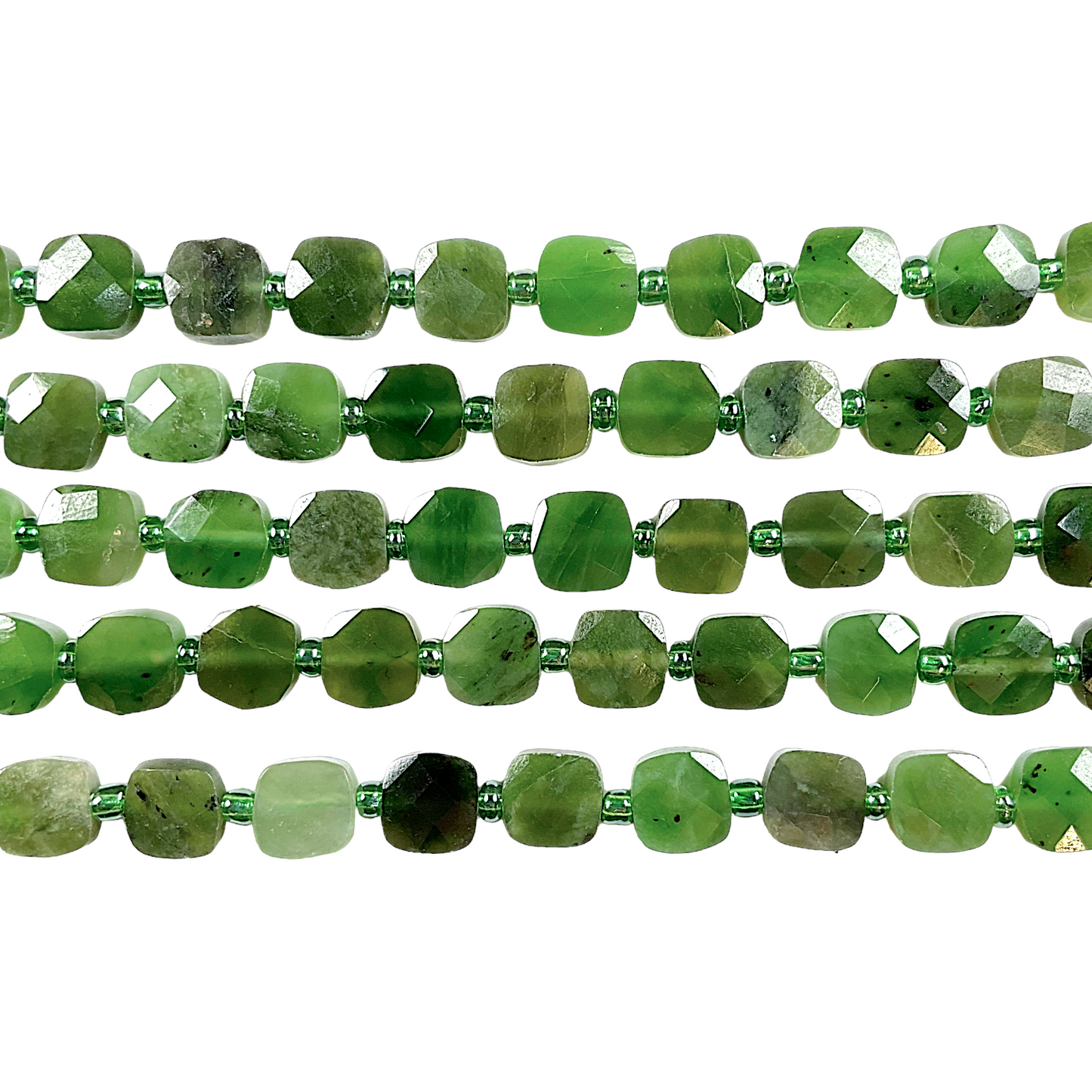 Fil de Jade nephrite carré facetté 8x8 mm - Foliesbijoux