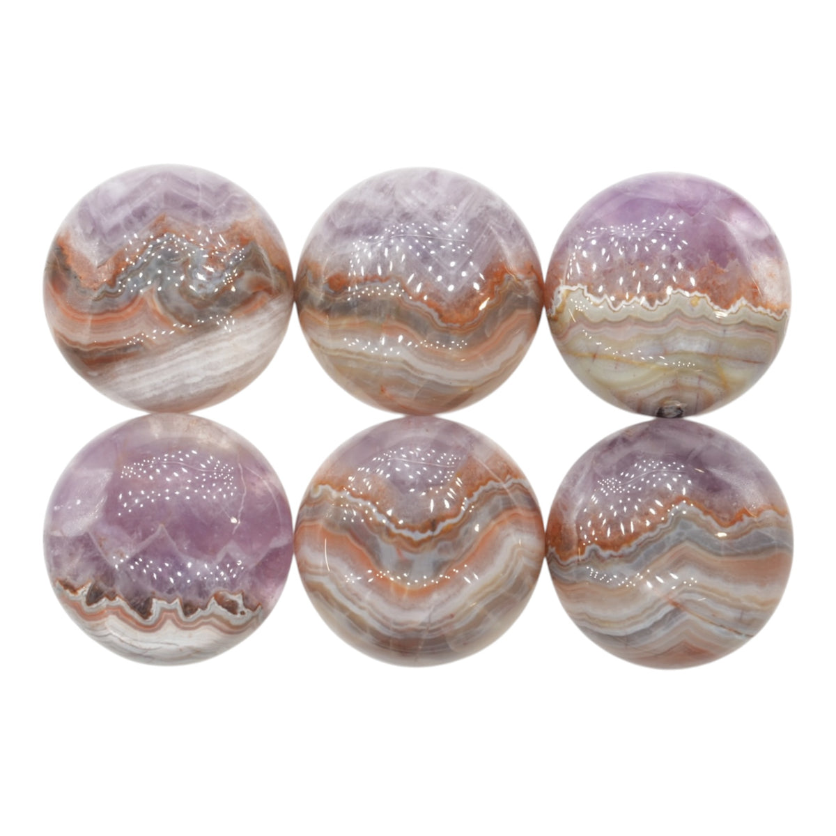 Lot de 6 pendentif Cabochon rond Agate améthyste AAA 40 mm