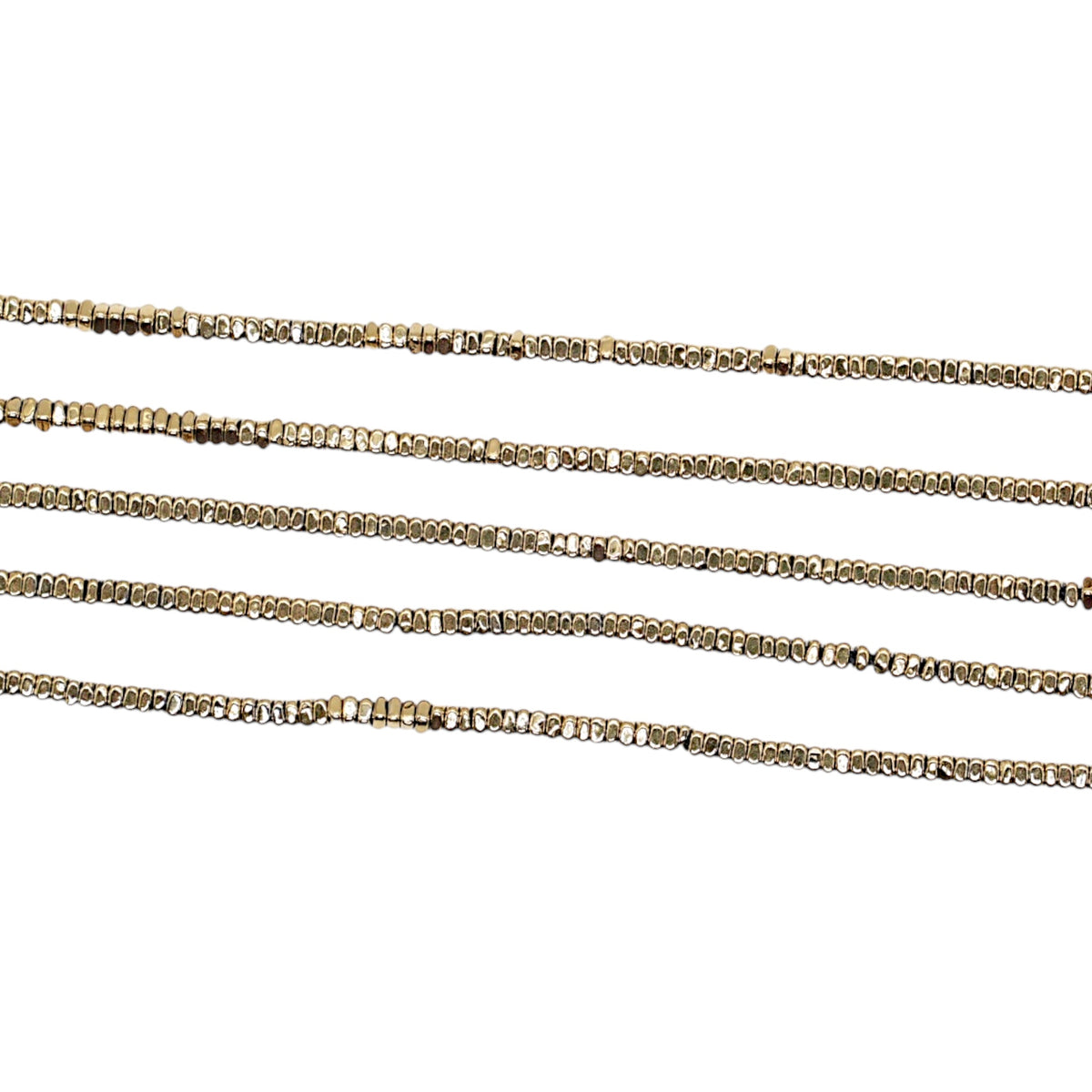 Fil de perle Hématite electroplaquée doré 2mm HED-234