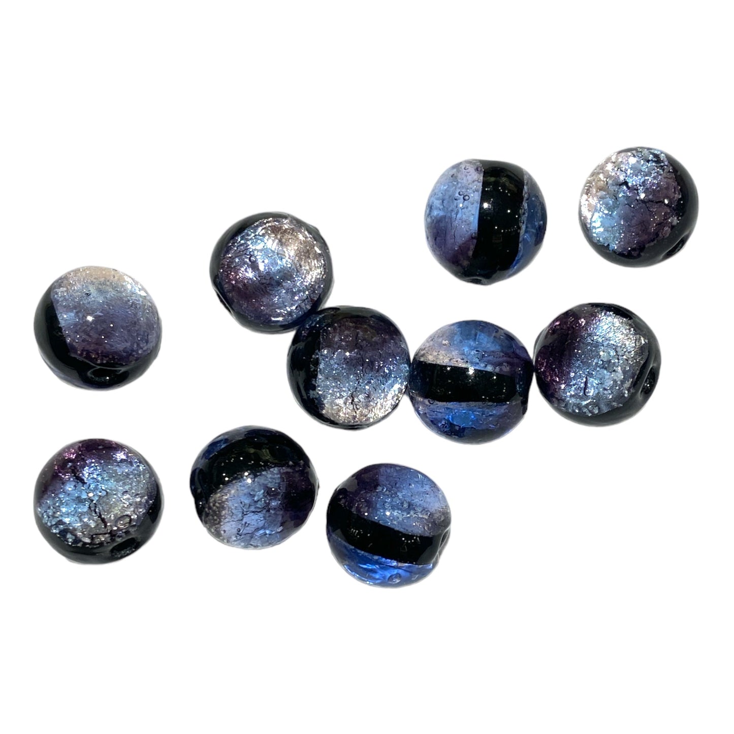 10 perles de verre phosphorescente violette #1 - Foliesbijoux