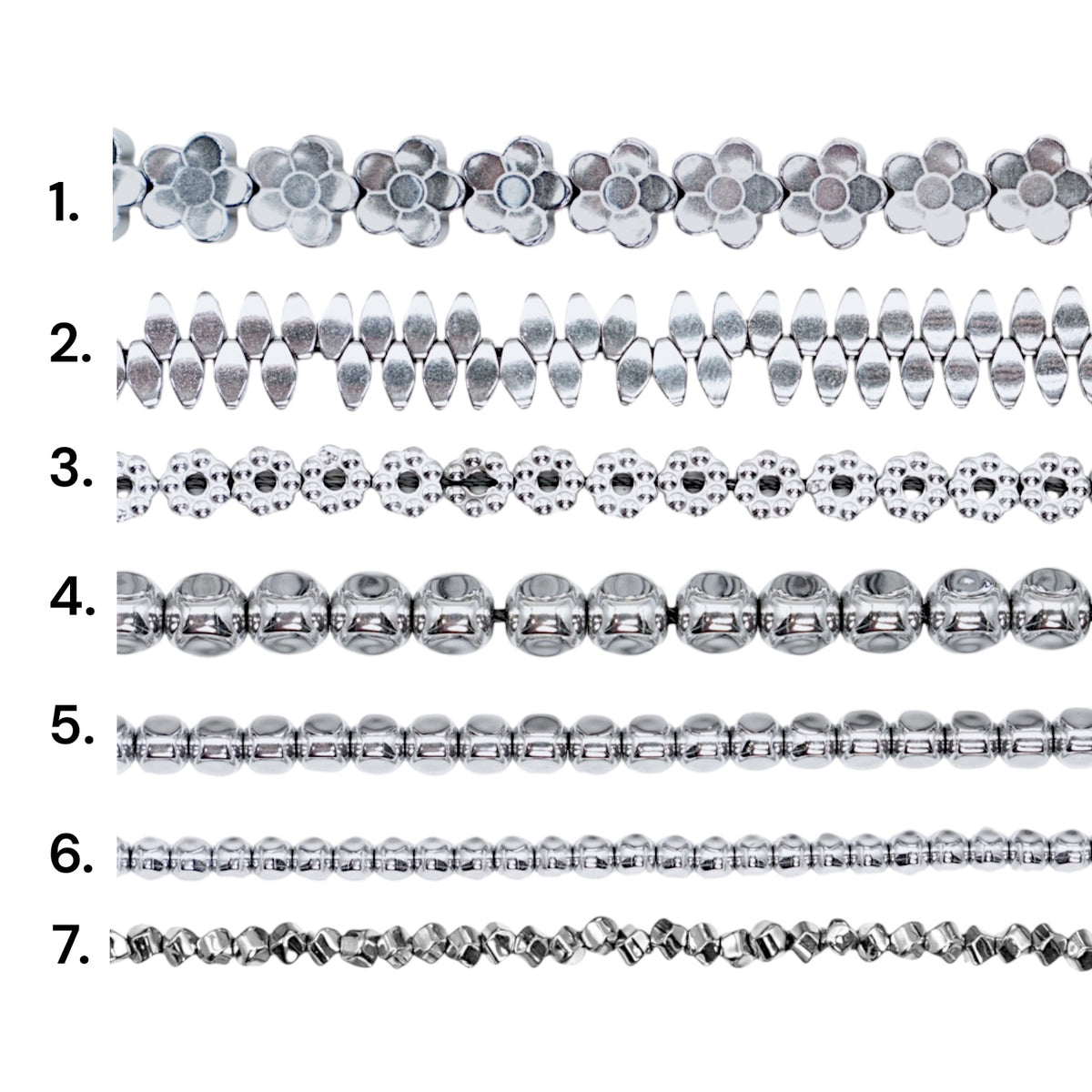Fil de perle Hématite electroplaquée argenté HEA (235 à 239)