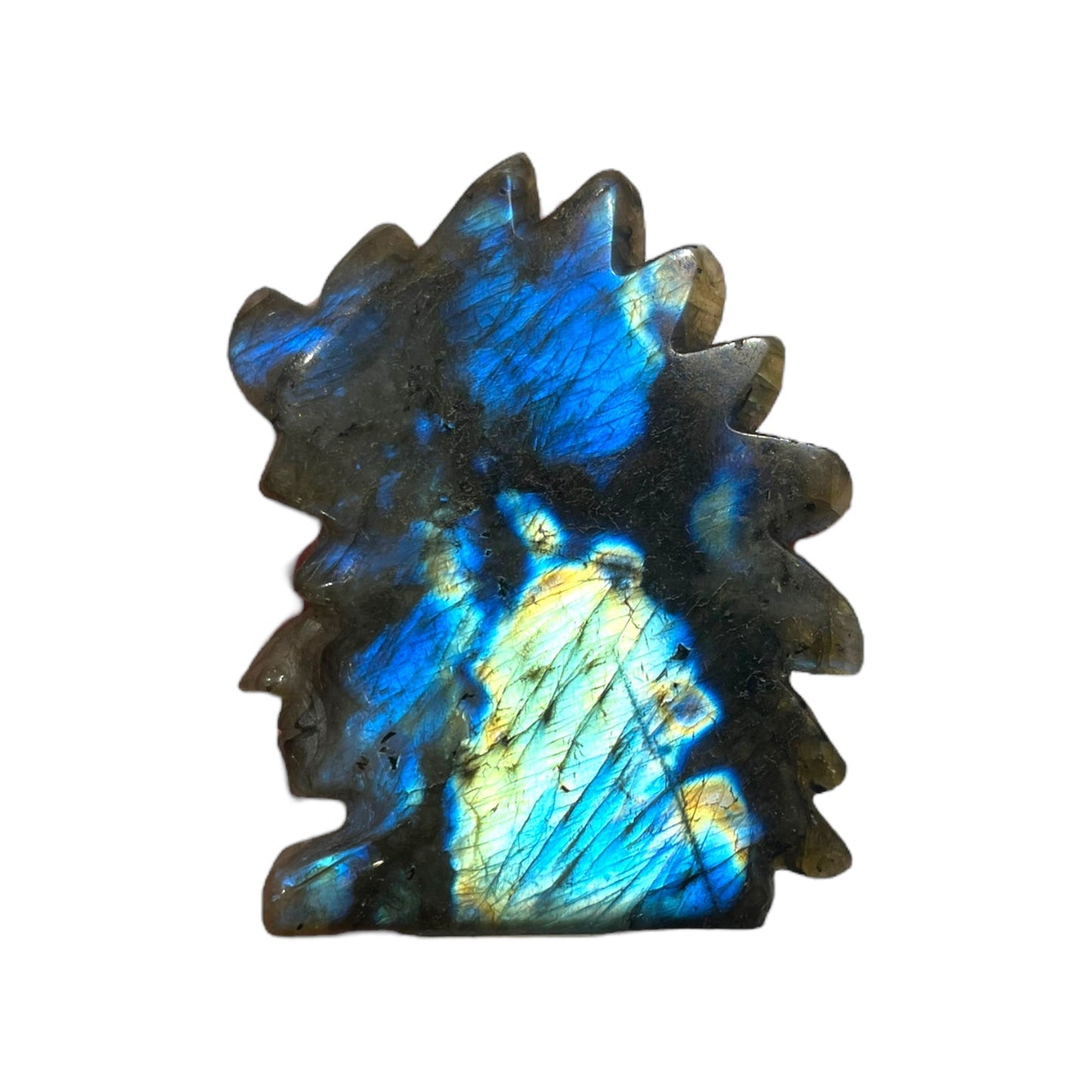 Figurine Tête d’indien en Labradorite pièce unique 7x6x1 cm numéro TI2 - Foliesbijoux