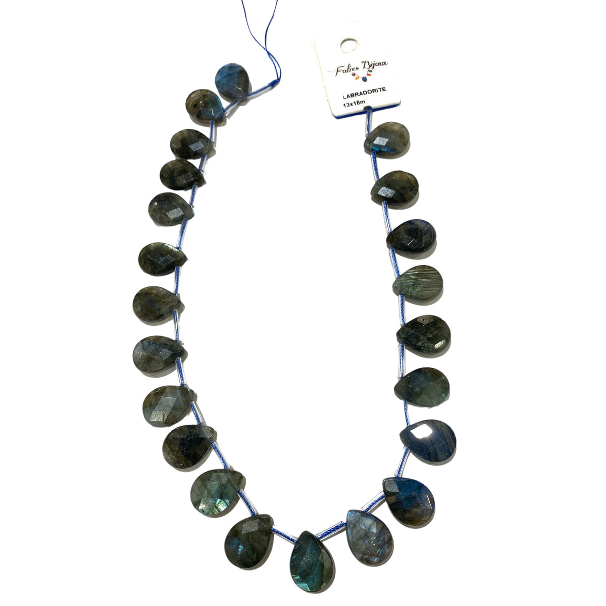 Lot de 22 pendentifs labradorite goutte facetté plate - Foliesbijoux
